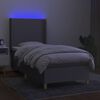 vidaXL Boxspringbett mit Matratze & LED Hellgrau 100x200 cm Stoff