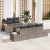 vidaXL Garten-Sofa-Set mit Kissen mit Speicher 6 pcs Grau Poly Rattan
