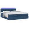 vidaXL Ottoman-Bett mit Matratzen & LEDs Blau 200x200 cm Stoff