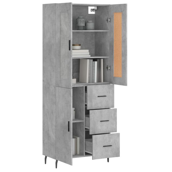 vidaXL Highboard Betongrau 69,5x34x180 cm Holzwerkstoff