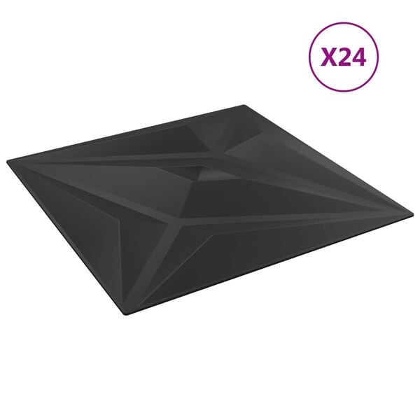 vidaXL Wandpaneele Stern 24 pcs Schwarz Stern 50 x 50 cm XPS Schaum
