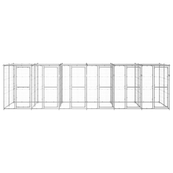 vidaXL Outdoor-Hundezwinger mit Überdachung Verzinkter Stahl 14,52 m²