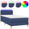 vidaXL Boxspringbett mit Matratze & LED Blau 90x200 cm Stoff