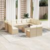 vidaXL 12-tlg. Garten-Sofagarnitur mit Kissen Beige Poly Rattan