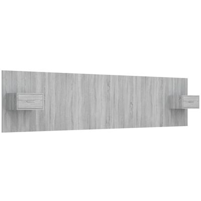 vidaXL Bettkopfteil mit Nachttischen Grau Sonoma Holzwerkstoff