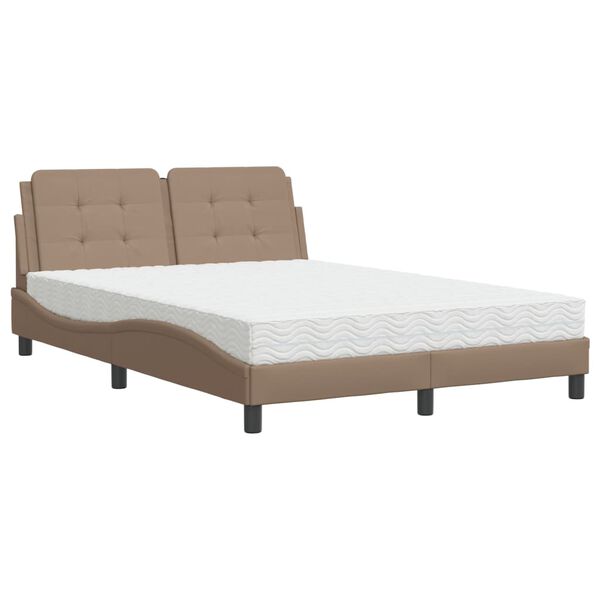 vidaXL Bett mit Matratze "Zadar" Cappuccino-Braun 140x200 cm Kunstleder