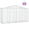 vidaXL Gabionen mit Hochbogen 9 Stk. 200x50x100/120cm Verzinktes Eisen