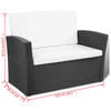 vidaXL 4-tlg. Garten-Lounge-Set mit Kissen Poly Rattan Schwarz