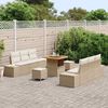 vidaXL Garten-Sofa-Set mit Kissen 9 pcs Beige Poly Rattan