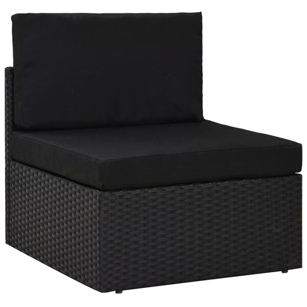 vidaXL 6-tlg. Garten-Lounge-Set mit Kissen Schwarz Poly Rattan