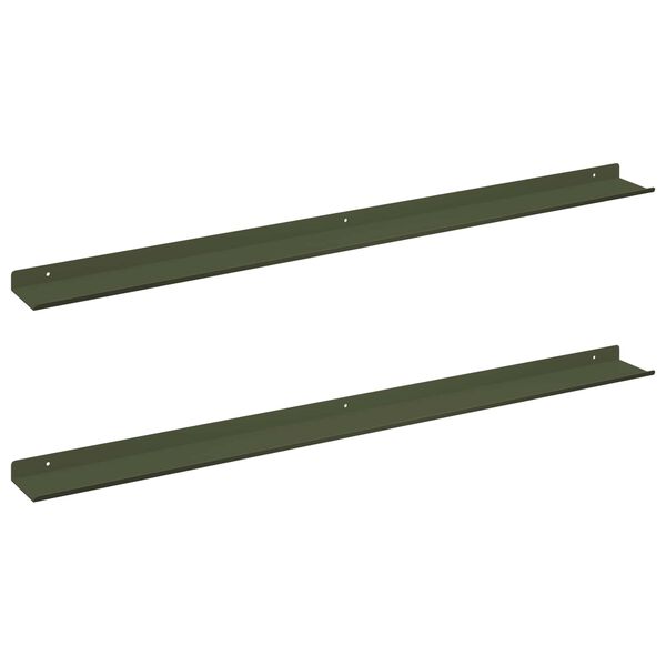 vidaXL Schwebendes Regal 2 pcs Olive Gr&uuml;n 100 x 9 x 2,5 cm Stahl