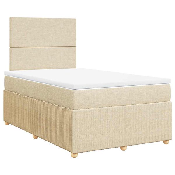 vidaXL Boxspringbett mit Matratze Creme 120x190 cm Stoff