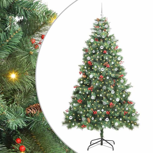 vidaXL K&uuml;nstlicher Weihnachtsbaum Gr&uuml;n 240 cm PVC und Metall