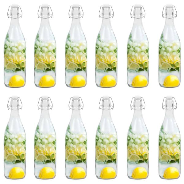 vidaXL Glasflasche mit B&uuml;gelverschluss 12 Stk. 1 L