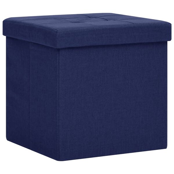 vidaXL Hocker mit Stauraum 2 Stk. Blau Leinenoptik
