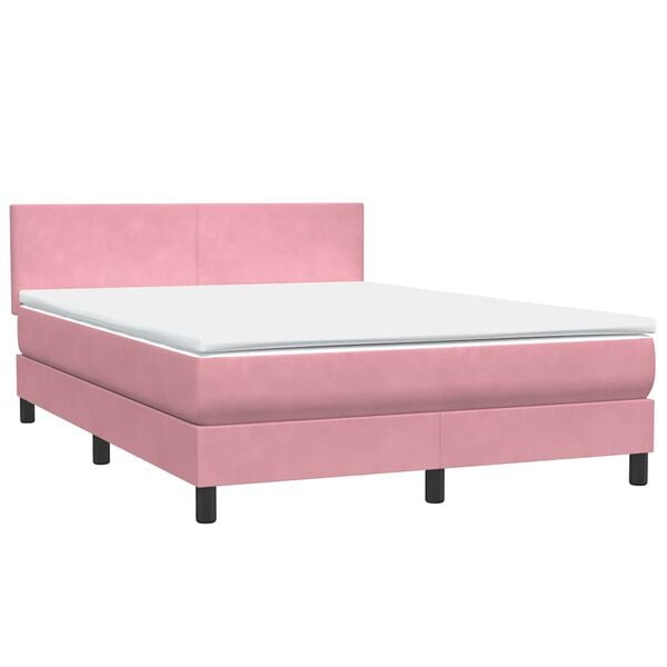 vidaXL Boxspringbett mit Matratze Rosa 140x210 cm Samt