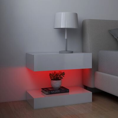 vidaXL TV-Schränke mit LED-Leuchten 2 Stk. Hochglanz-Weiß 60x35 cm