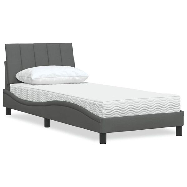 vidaXL Bett mit Matratze "Hanko" Dunkelgrau 90x200 cm Stoff