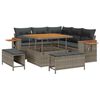 vidaXL Garten-Sofa-Set mit Kissen mit Speicher Grau Poly Rattan