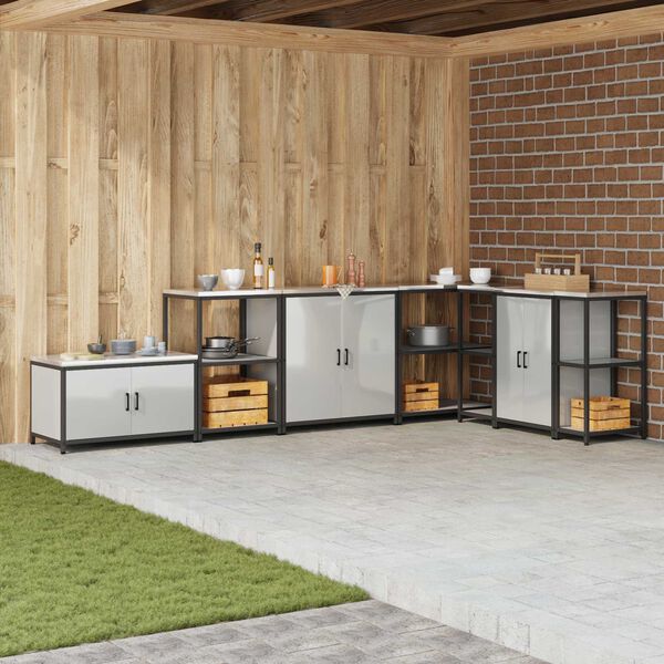 vidaXL K&uuml;chenaufbewahrung mit Regal Silber 60 x 50 x 92 cm Stahl