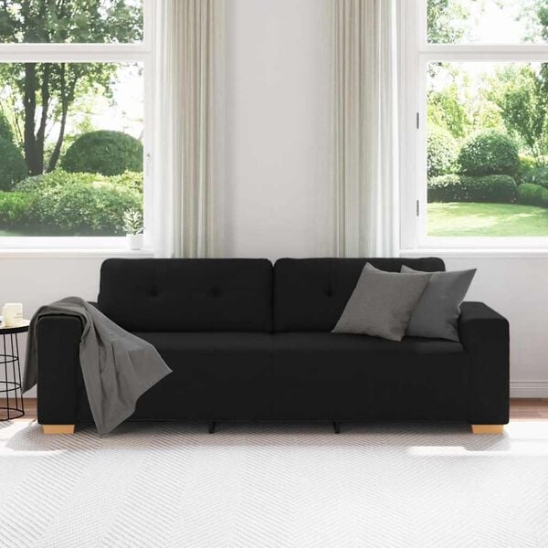 vidaXL 3-Sitzer-Sofa Schwarz 180 cm Stoff