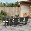 vidaXL Garten Essgruppe mit Kissen 9 pcs Schwarz Poly-Rattan