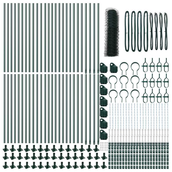 vidaXL Zaunpfosten Gr&uuml;n 100 x 0,4 m (36 mm Maschen) Stahl und PVC