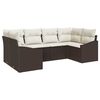 vidaXL Sofa Set mit Kissen 6 pcs Braun Poly Rattan