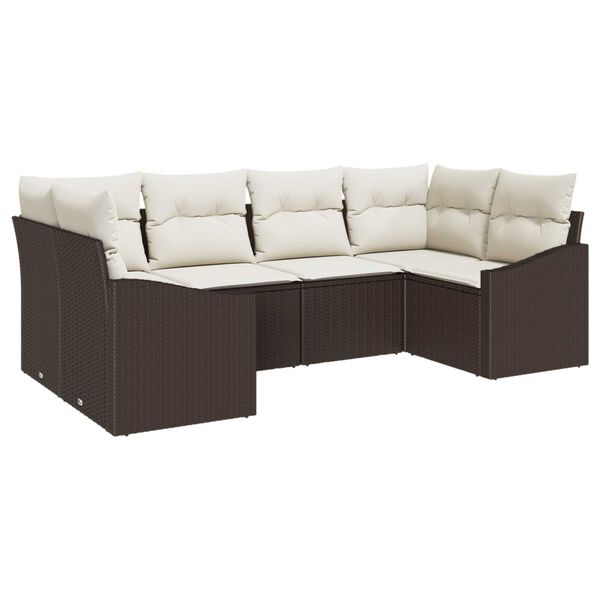 vidaXL Sofa Set mit Kissen 6 pcs Braun Poly Rattan