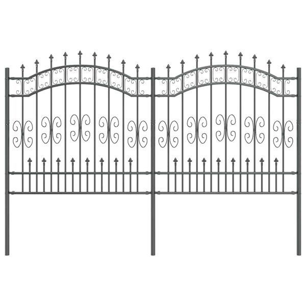 vidaXL Gartenzaun Grau 240 x 166 cm Pulverbeschichteter Stahl