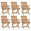 vidaXL Klappbare Gartenst&uuml;hle mit Kissen 6 Stk. Massivholz Teak
