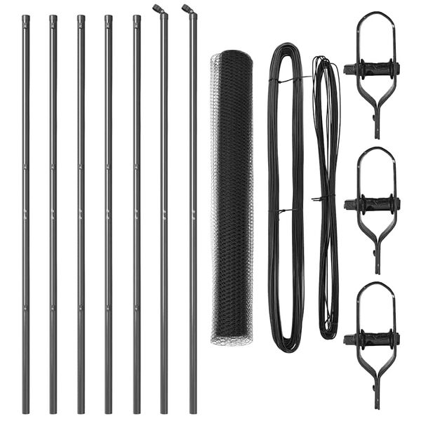 vidaXL Zaunpfosten Grau 10 x 1,4 m (25 mm Maschen) Stahl und PVC