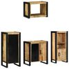 vidaXL Badezimmerm&ouml;bel-Set 4 pcs Braun und Schwarz Massivholz Mango