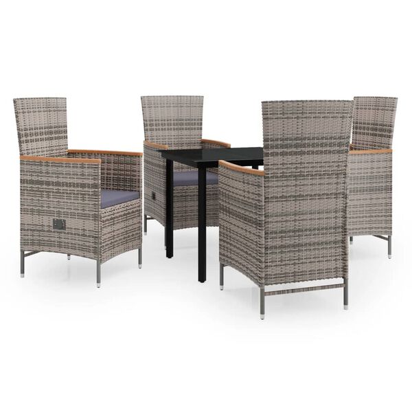 vidaXL 5-tlg. Garten-Essgruppe mit Kissen Grau