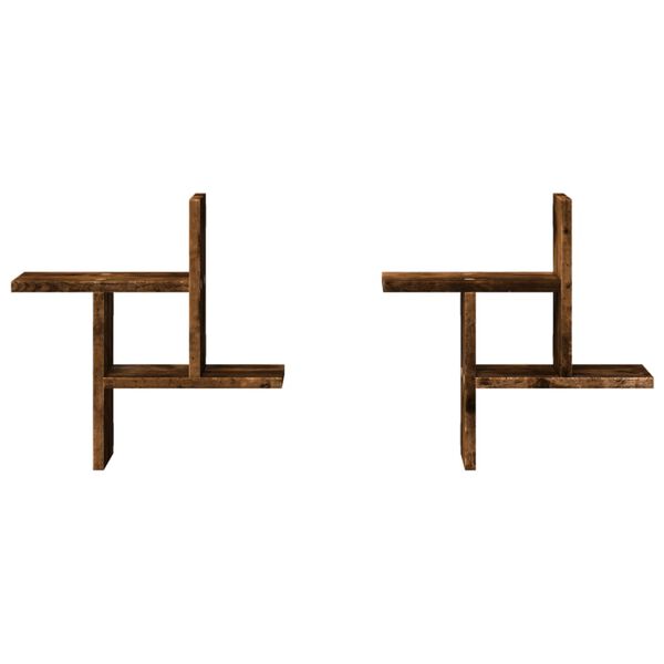 vidaXL Wandregale 2 Stk. R&auml;uchereiche 38x12x38 cm Holzwerkstoff