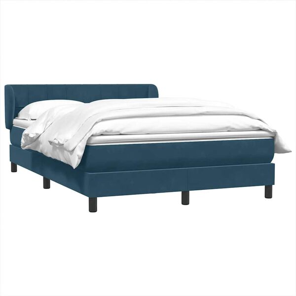 vidaXL Boxspringbett mit Matratze Dunkelblau 160x210 cm Samt