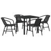 vidaXL Garten Essgruppe 5 pcs Schwarz Pulverbeschichteter Stahl