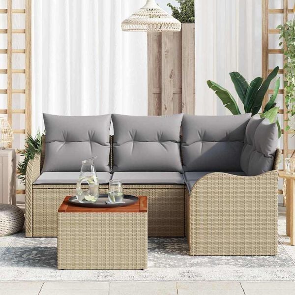 vidaXL Garten-Sofa-Set 5 pcs Beige und Hellgrau