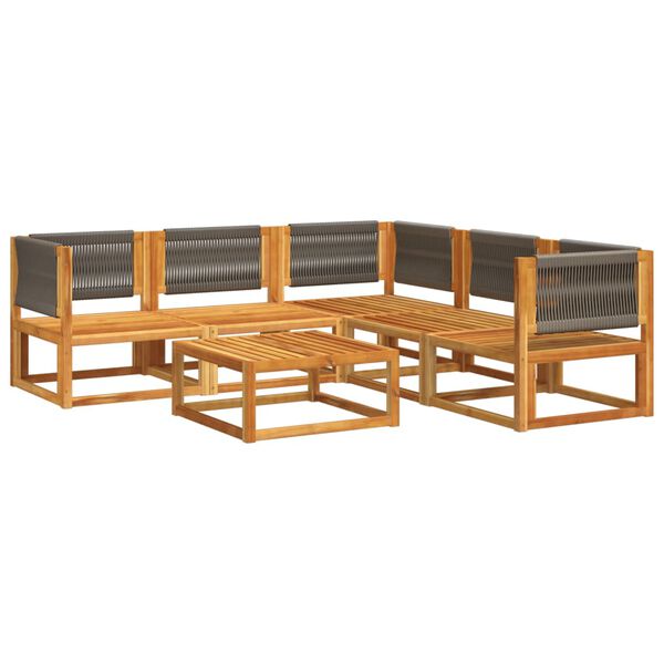 vidaXL 6-tlg. Gartensofa-Set mit Kissen Holz Akazie & Seil