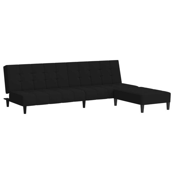 vidaXL Schlafsofa 2-Sitzer mit Hocker Schwarz Samt