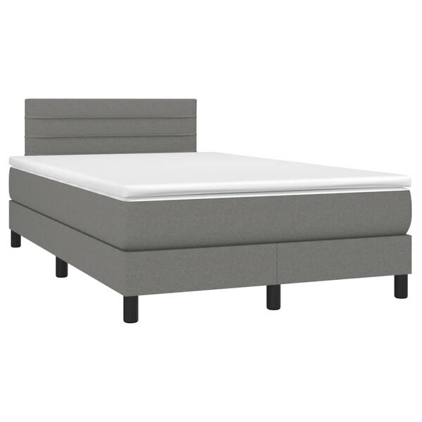 vidaXL Boxspringbett mit Matratze & LED Dunkelgrau 120x190 cm Stoff