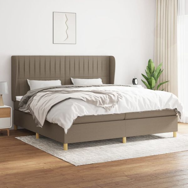 vidaXL Boxspringbett mit Matratze Taupe 200x200 cm Stoff
