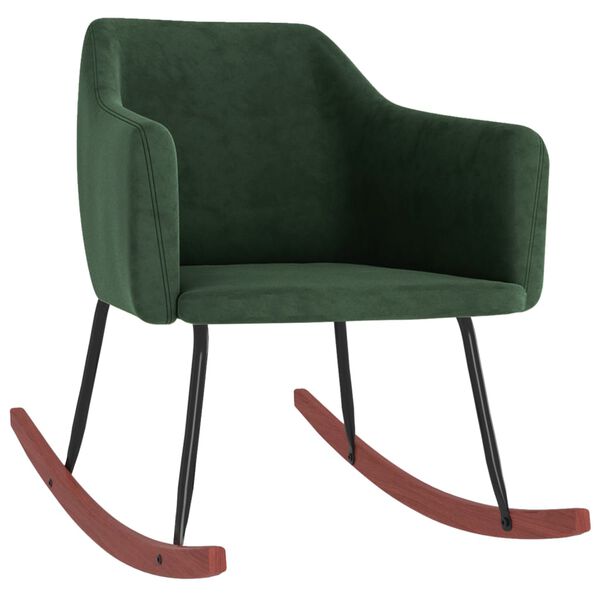 vidaXL Schaukelstuhl Dunkelgr&uuml;n Samt