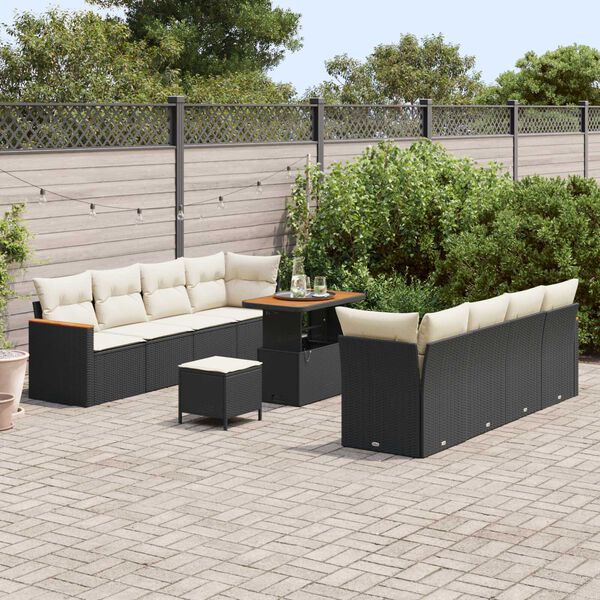 vidaXL Gartensofa-set 11 pcs Schwarz Poly-Rattan