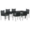 vidaXL Garten Essgruppe 7 pcs Schwarz und Grau PE-Rattan