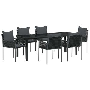 vidaXL Garten Essgruppe 7 pcs Schwarz und Grau PE-Rattan