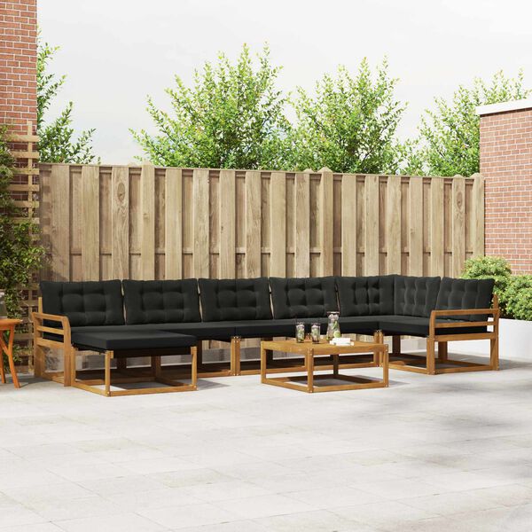 vidaXL Outdoor-Sofagarnitur mit Kissen 22 pcs Nat&uuml;rlich und Schwarz