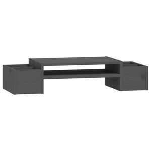 vidaXL Monitorst&auml;nder Grau 70x27,5x15 cm Massivholz Kiefer