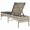 vidaXL Sonnenliege mit Auflage Hellgrau 55x200x44 cm Poly Rattan