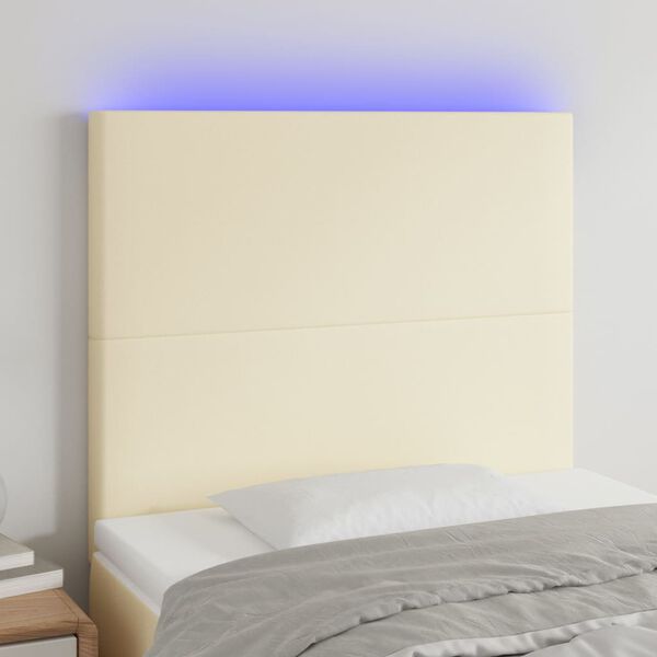 vidaXL LED Kopfteil Creme 90x5x118/128 cm Kunstleder